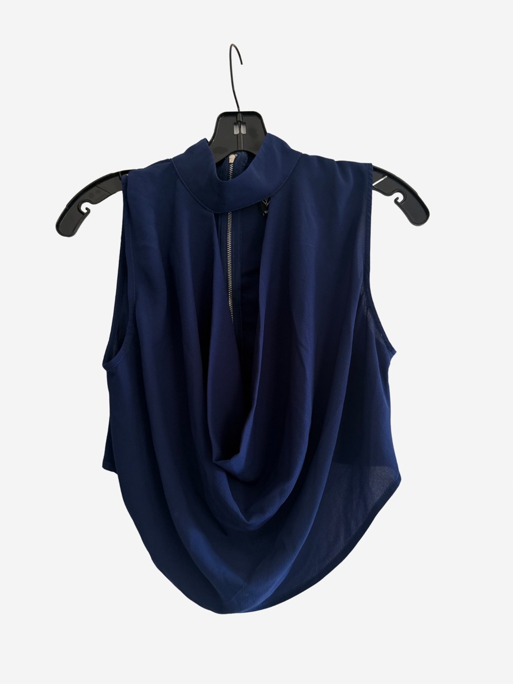 Sleeveless Drape Front Top - Navy